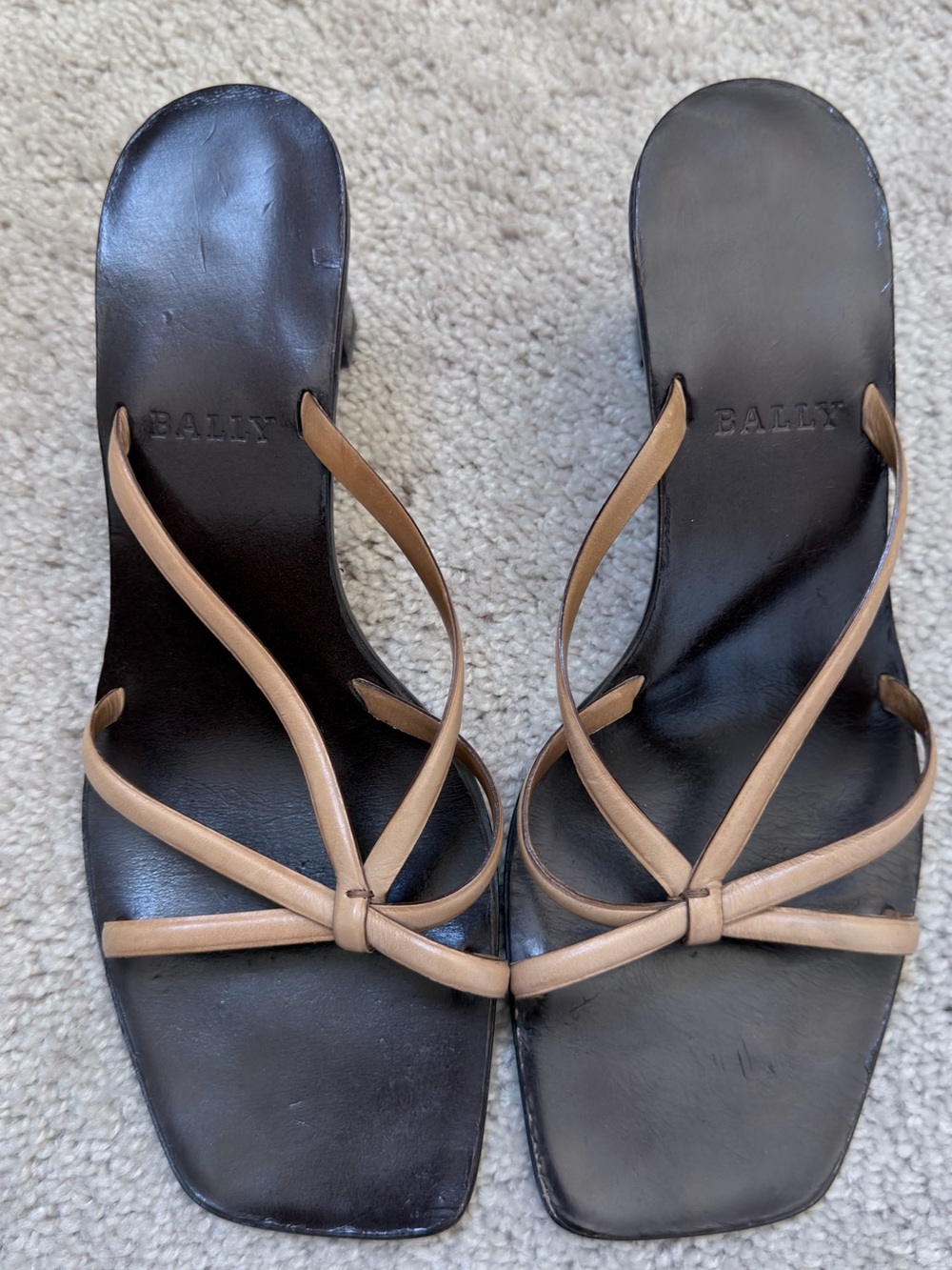 Bally Camel Leather Sandals with Tan Straps
